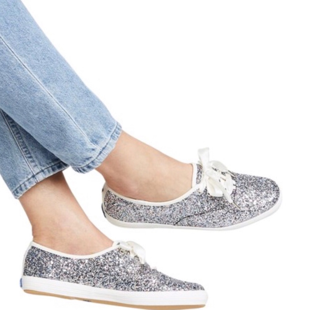 Kate Spade Silver Multi Glitter Keds size 7.5